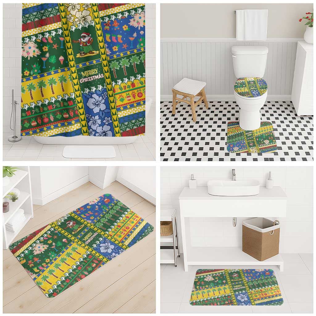 Solomon Islands Christmas Bathroom Set Festive Beach Vibes - Polynesian Pride