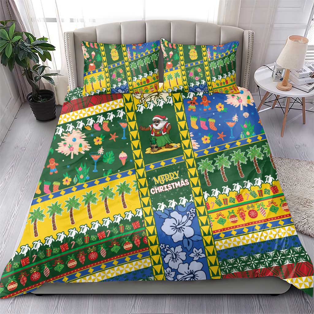 Solomon Islands Christmas Bedding Set Festive Beach Vibes - Polynesian Pride