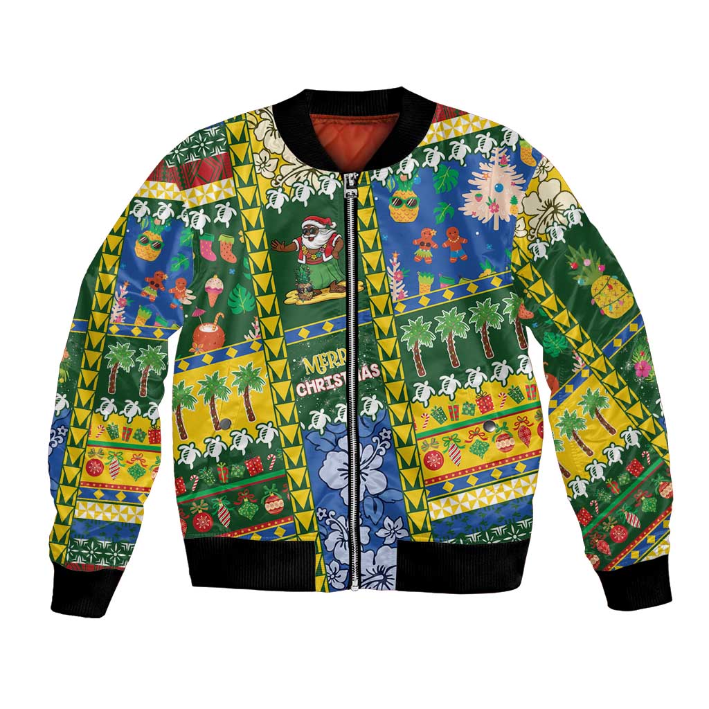 Solomon Islands Christmas Bomber Jacket Festive Beach Vibes - Polynesian Pride