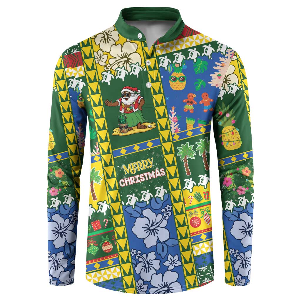 Solomon Islands Christmas Button Sweatshirt Festive Beach Vibes - Polynesian Pride