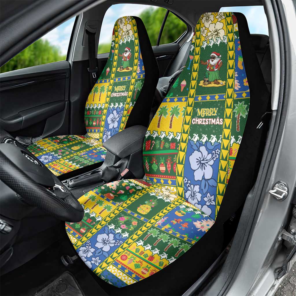 Solomon Islands Christmas Car Seat Cover Festive Beach Vibes - Polynesian Pride