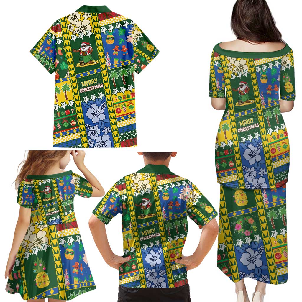 Solomon Islands Christmas Family Matching Puletasi and Hawaiian Shirt Festive Beach Vibes - Polynesian Pride
