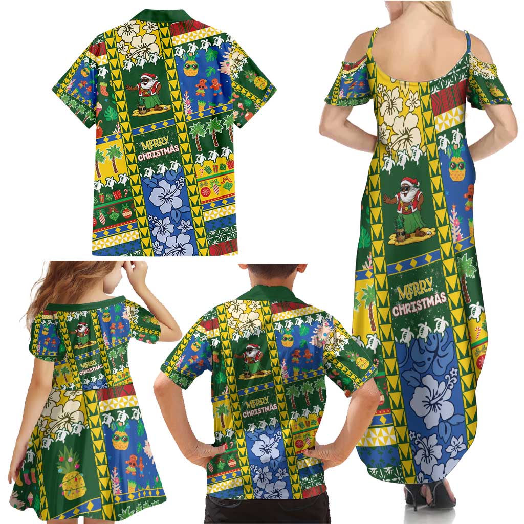 Solomon Islands Christmas Family Matching Summer Maxi Dress and Hawaiian Shirt Festive Beach Vibes - Polynesian Pride
