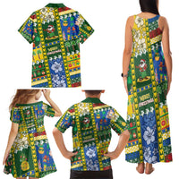 Solomon Islands Christmas Family Matching Tank Maxi Dress and Hawaiian Shirt Festive Beach Vibes - Polynesian Pride