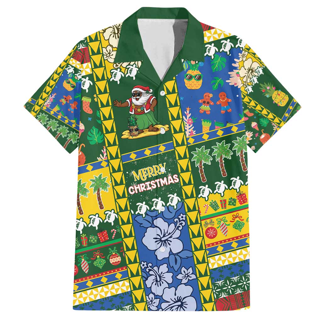 Solomon Islands Christmas Family Matching Tank Maxi Dress and Hawaiian Shirt Festive Beach Vibes - Polynesian Pride