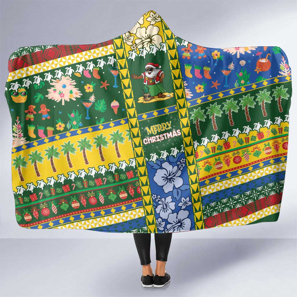 Solomon Islands Christmas Hooded Blanket Festive Beach Vibes - Polynesian Pride