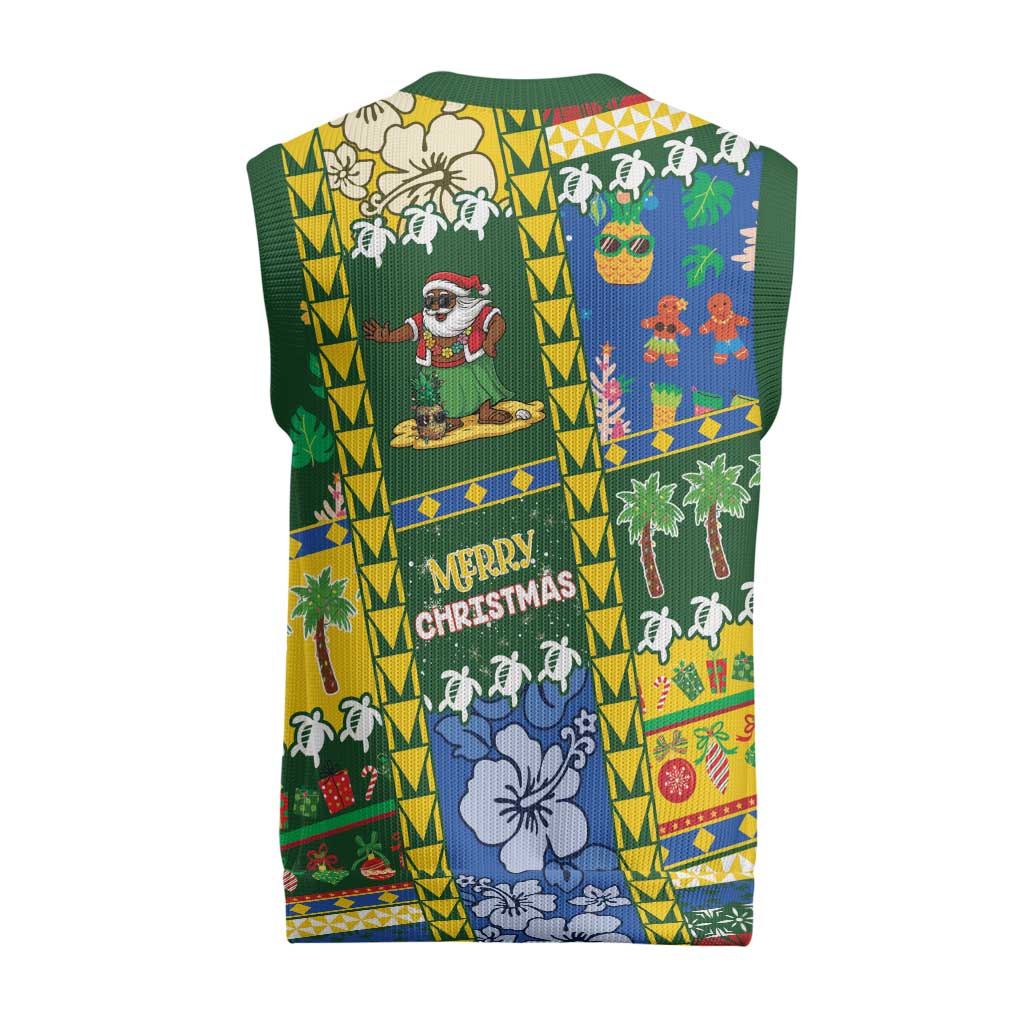 Solomon Islands Christmas Knitted V-Neck Vest Festive Beach Vibes - Polynesian Pride