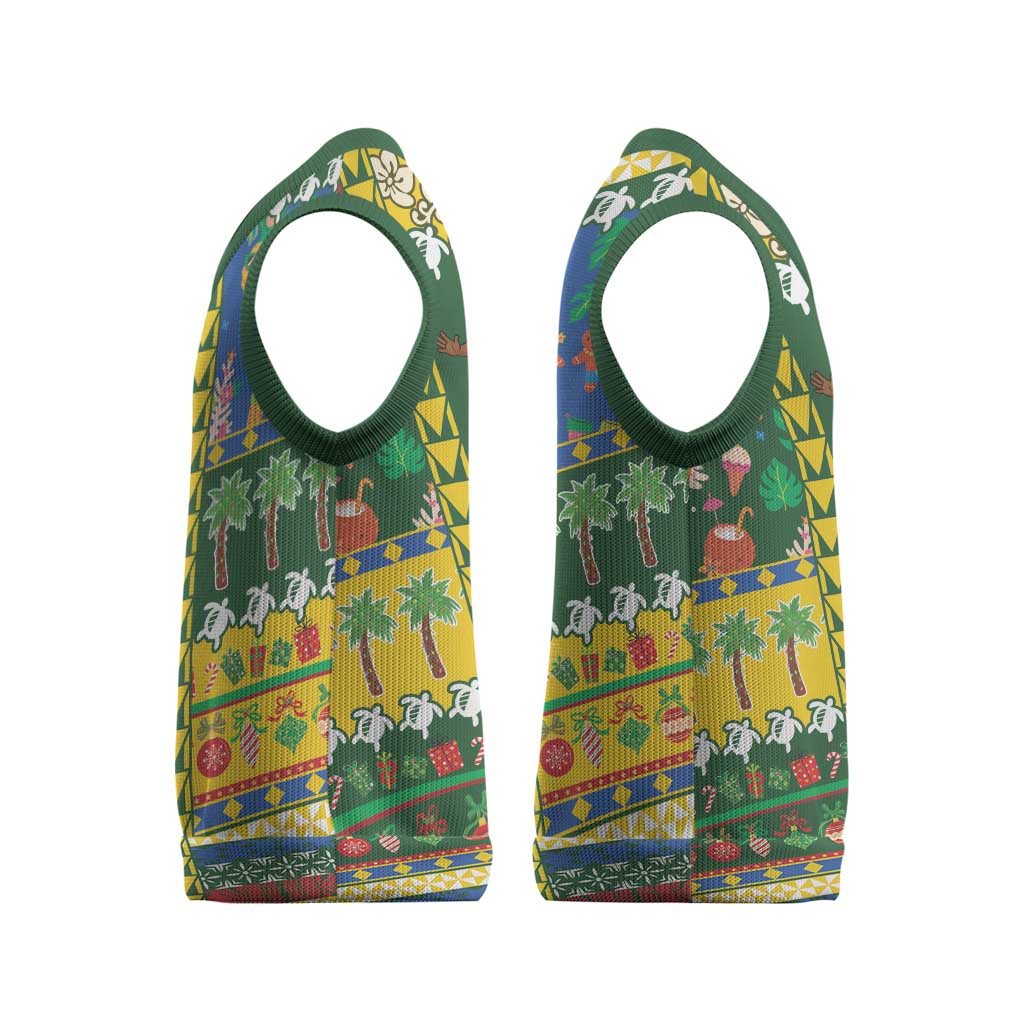 Solomon Islands Christmas Knitted V-Neck Vest Festive Beach Vibes - Polynesian Pride