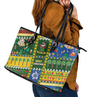 Solomon Islands Christmas Leather Tote Bag Festive Beach Vibes - Polynesian Pride