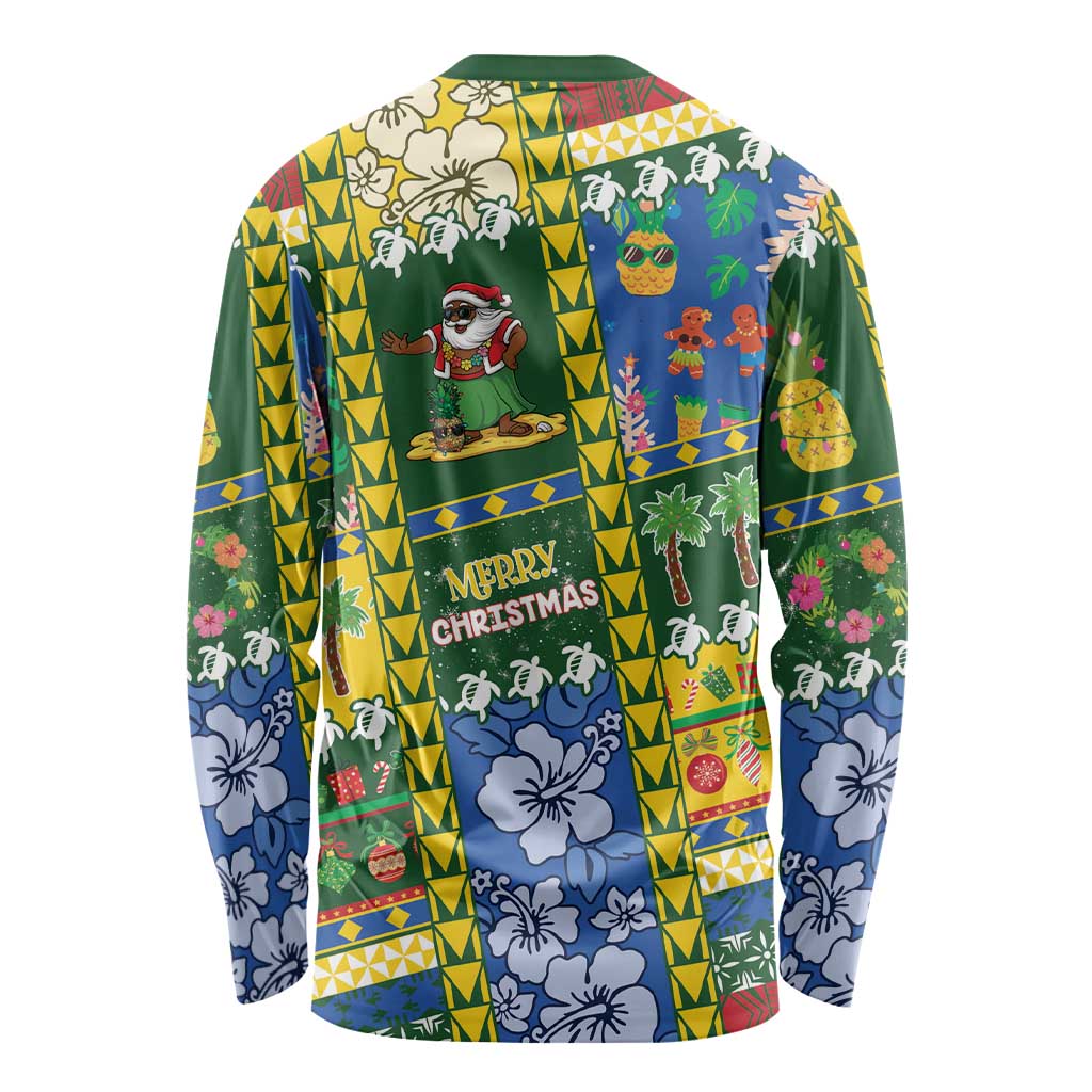 Solomon Islands Christmas Long Sleeve Shirt Festive Beach Vibes - Polynesian Pride