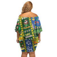 Solomon Islands Christmas Off Shoulder Short Dress Festive Beach Vibes - Polynesian Pride
