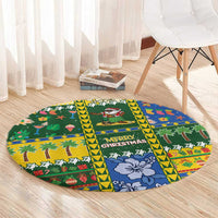 Solomon Islands Christmas Round Carpet Festive Beach Vibes - Polynesian Pride