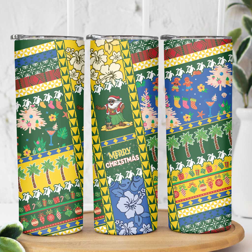 Solomon Islands Christmas Skinny Tumbler Festive Beach Vibes - Polynesian Pride
