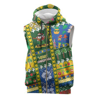 Solomon Islands Christmas Sleeveless Zip Hoodie Festive Beach Vibes - Polynesian Pride
