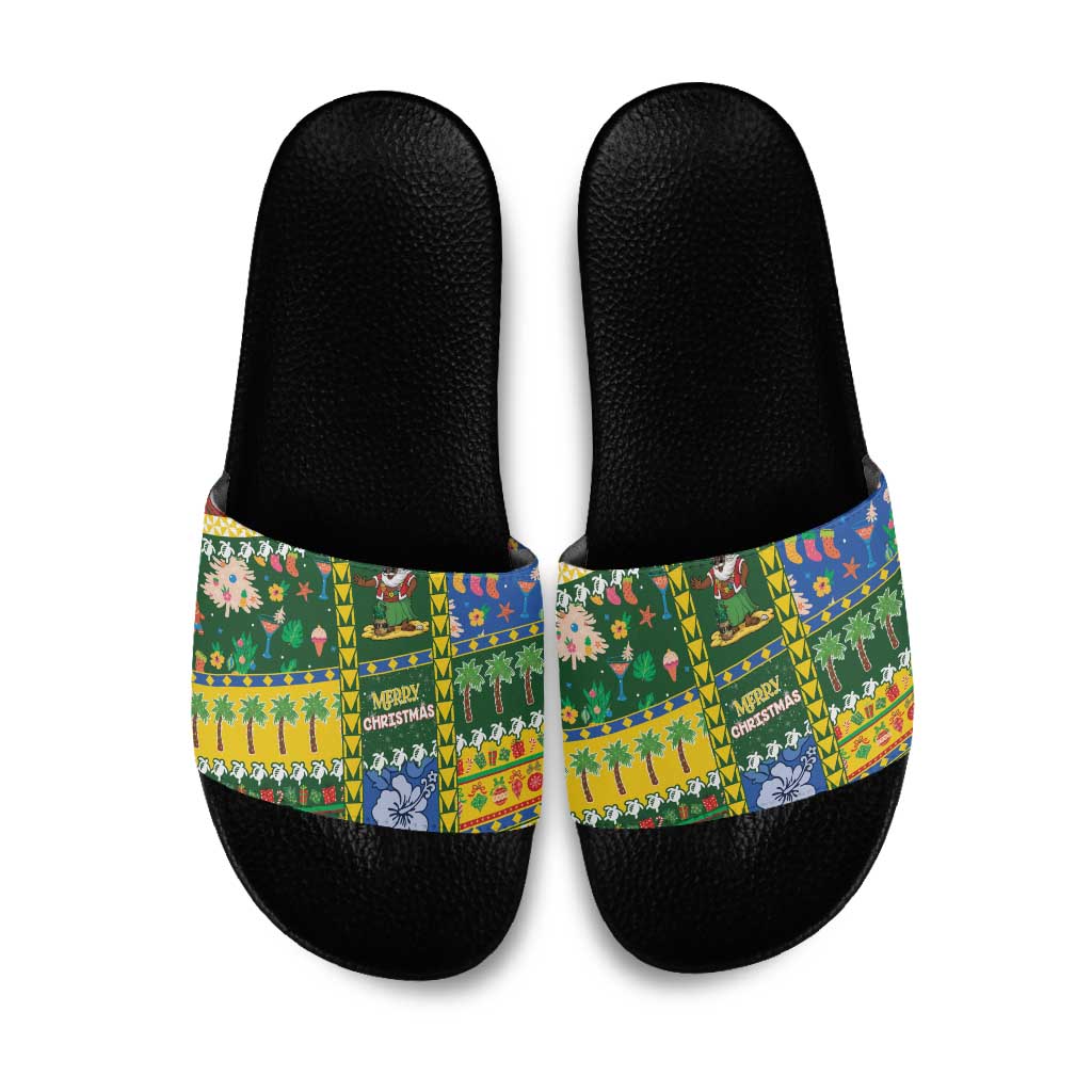 Solomon Islands Christmas Slide Sandals Festive Beach Vibes - Polynesian Pride
