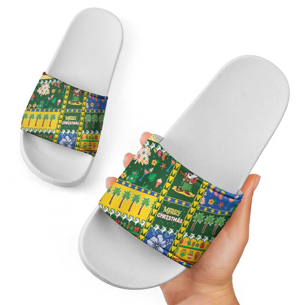 Solomon Islands Christmas Slide Sandals Festive Beach Vibes - Polynesian Pride