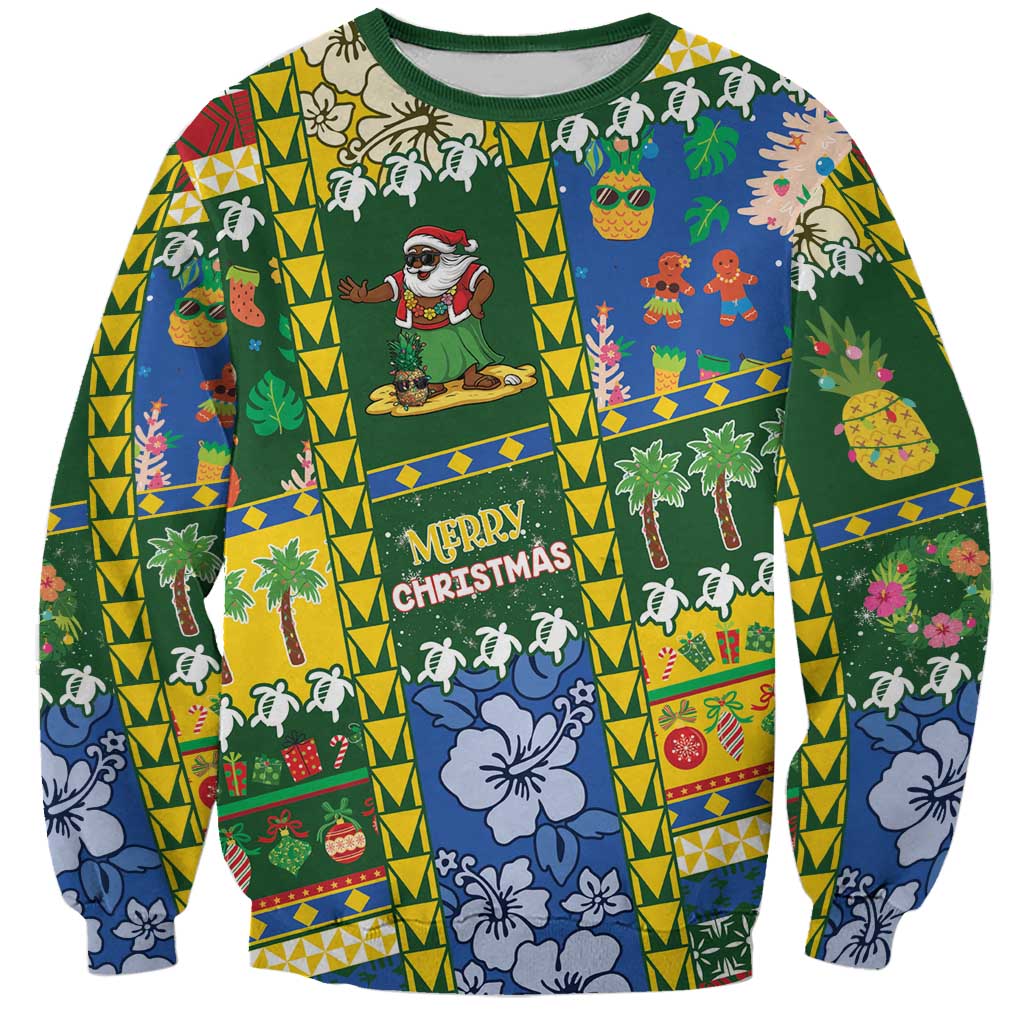 Solomon Islands Christmas Sweatshirt Festive Beach Vibes - Polynesian Pride