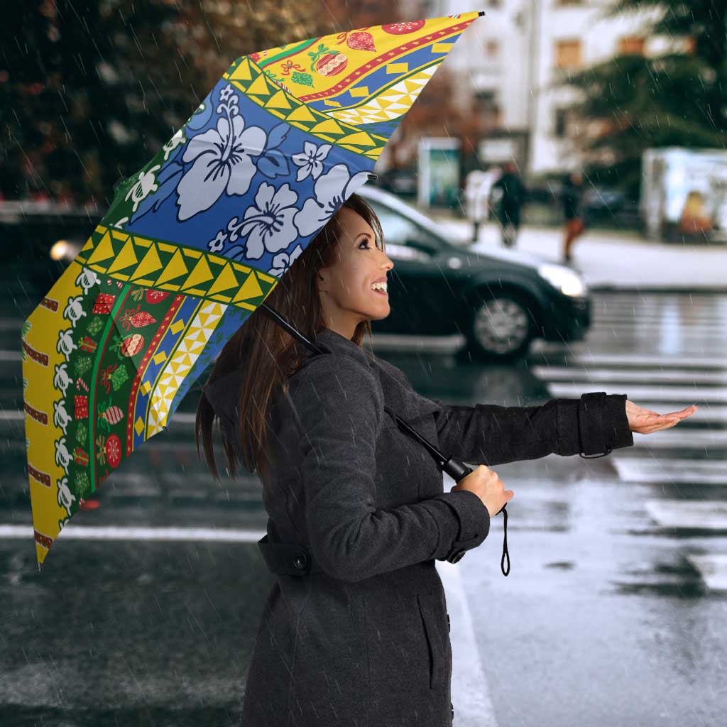 Solomon Islands Christmas Umbrella Festive Beach Vibes - Polynesian Pride