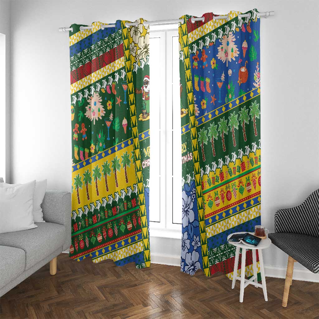 Solomon Islands Christmas Window Curtain Festive Beach Vibes - Polynesian Pride