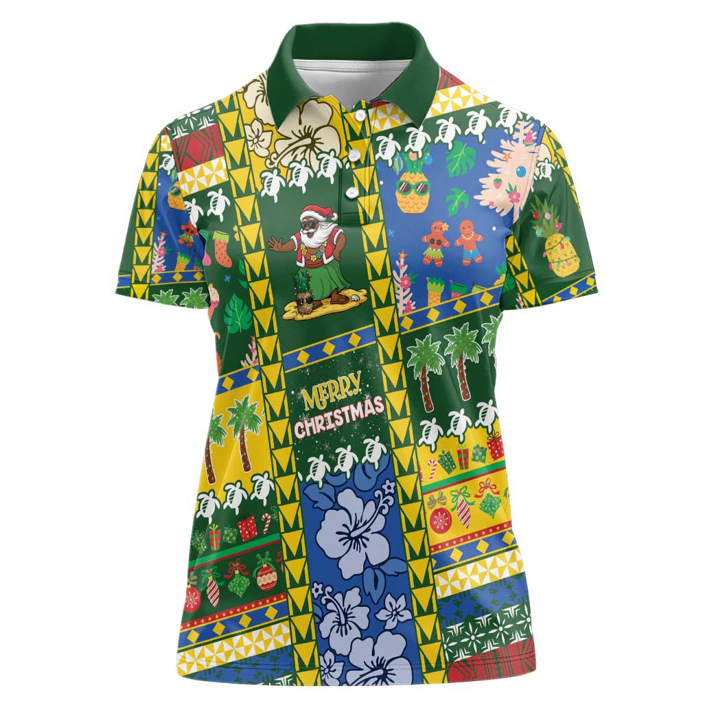 Solomon Islands Christmas Women Polo Shirt Festive Beach Vibes - Polynesian Pride