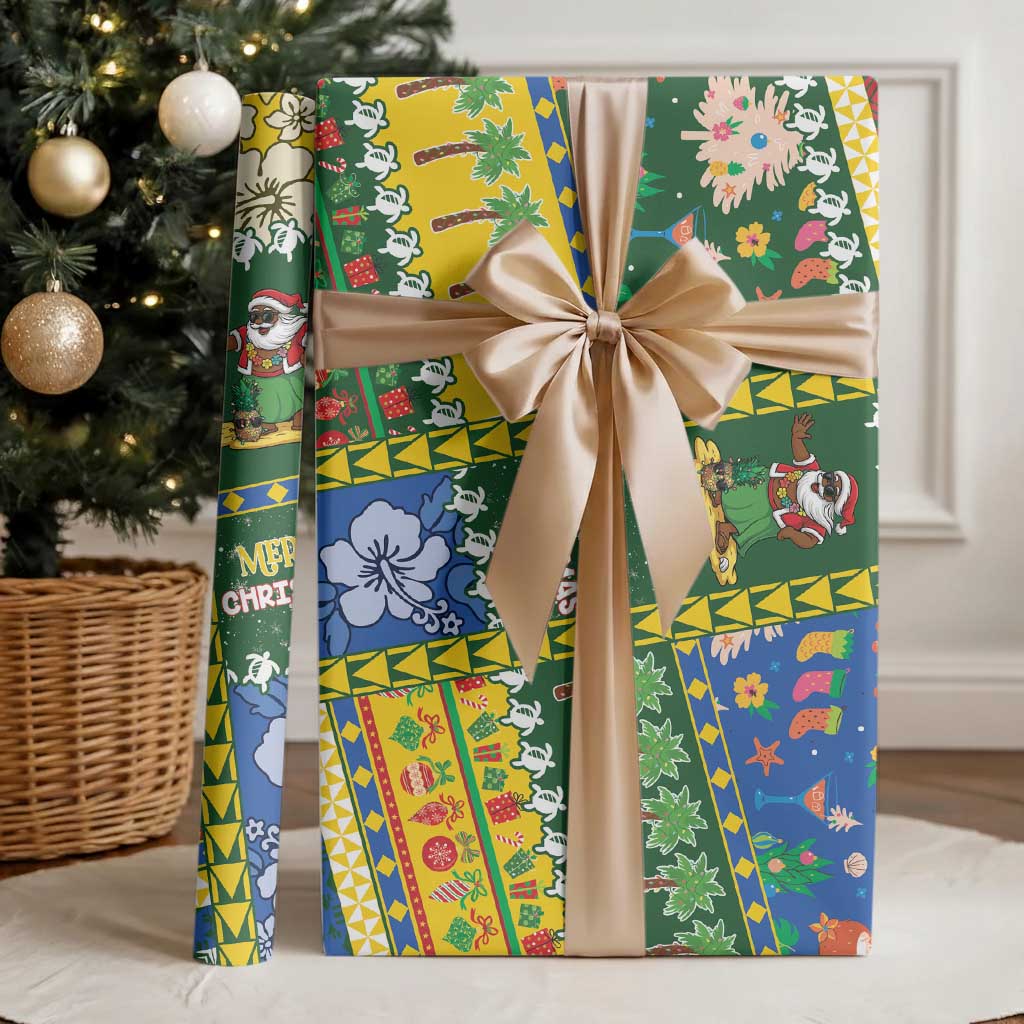 Solomon Islands Christmas Wrapping Paper Festive Beach Vibes - Polynesian Pride