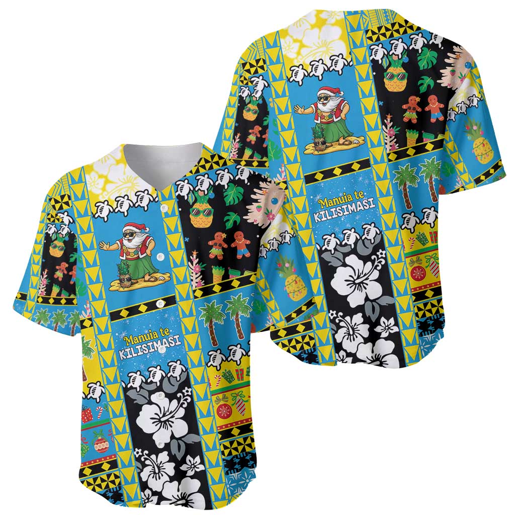 Tuvalu Christmas Baseball Jersey Festive Beach Vibes - Polynesian Pride