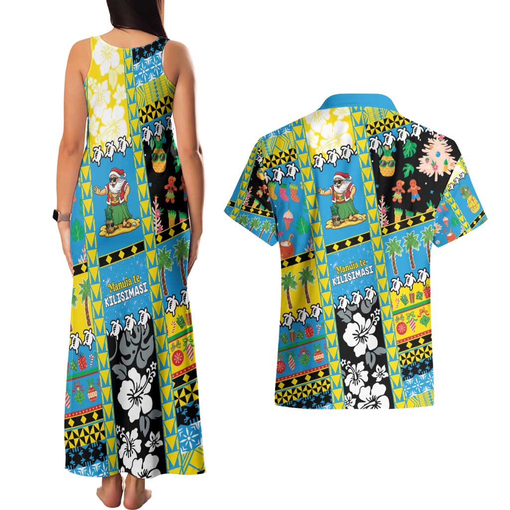 Tuvalu Christmas Couples Matching Tank Maxi Dress and Hawaiian Shirt Festive Beach Vibes - Polynesian Pride