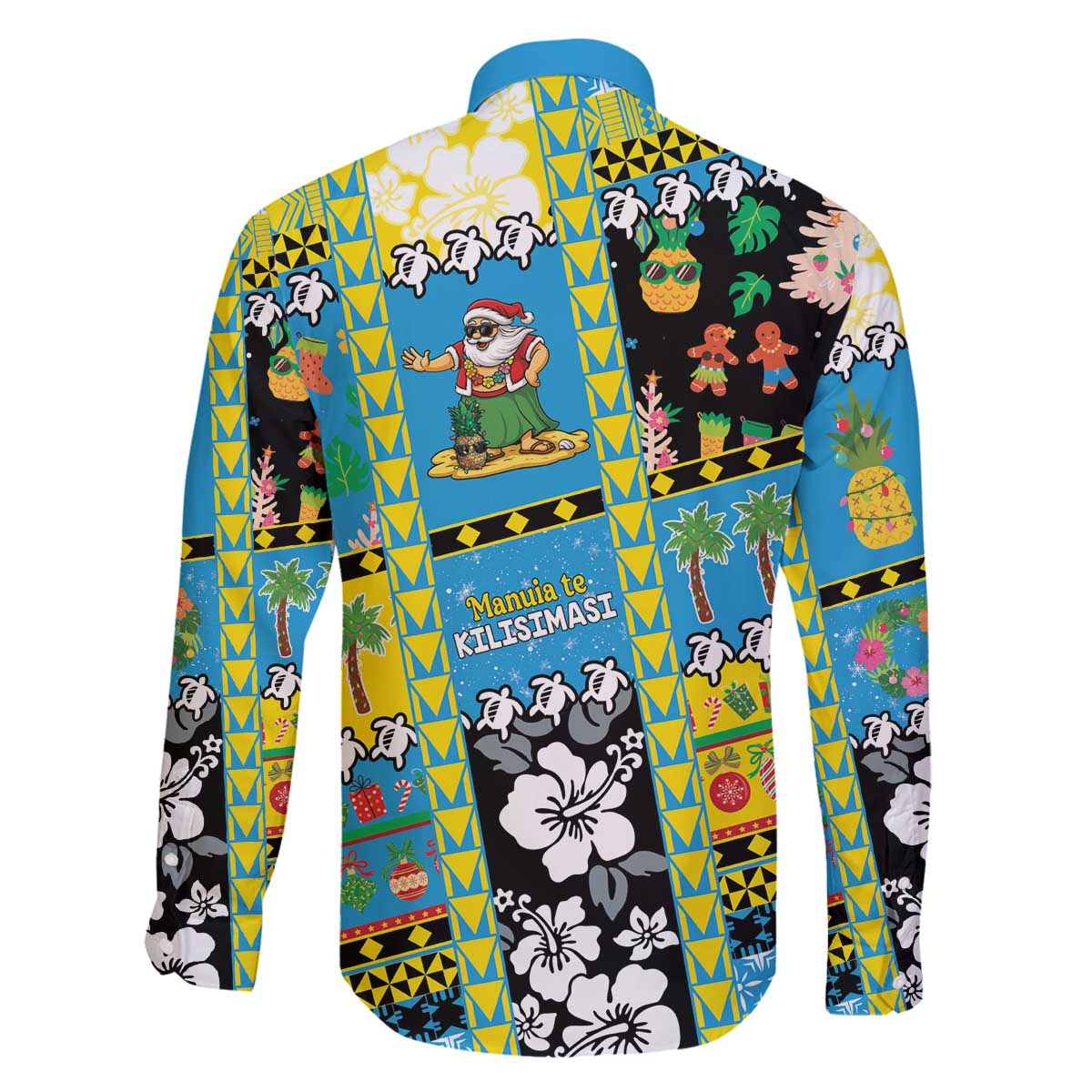 Tuvalu Christmas Family Matching Off The Shoulder Long Sleeve Dress and Hawaiian Shirt Festive Beach Vibes - Polynesian Pride