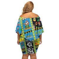 Tuvalu Christmas Family Matching Off Shoulder Short Dress and Hawaiian Shirt Festive Beach Vibes - Polynesian Pride