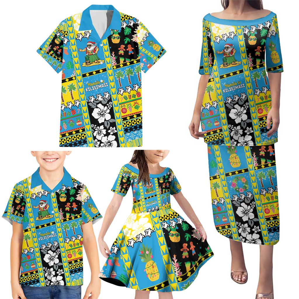 Tuvalu Christmas Family Matching Puletasi and Hawaiian Shirt Festive Beach Vibes - Polynesian Pride