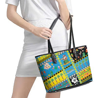 Tuvalu Christmas Leather Tote Bag Festive Beach Vibes - Polynesian Pride