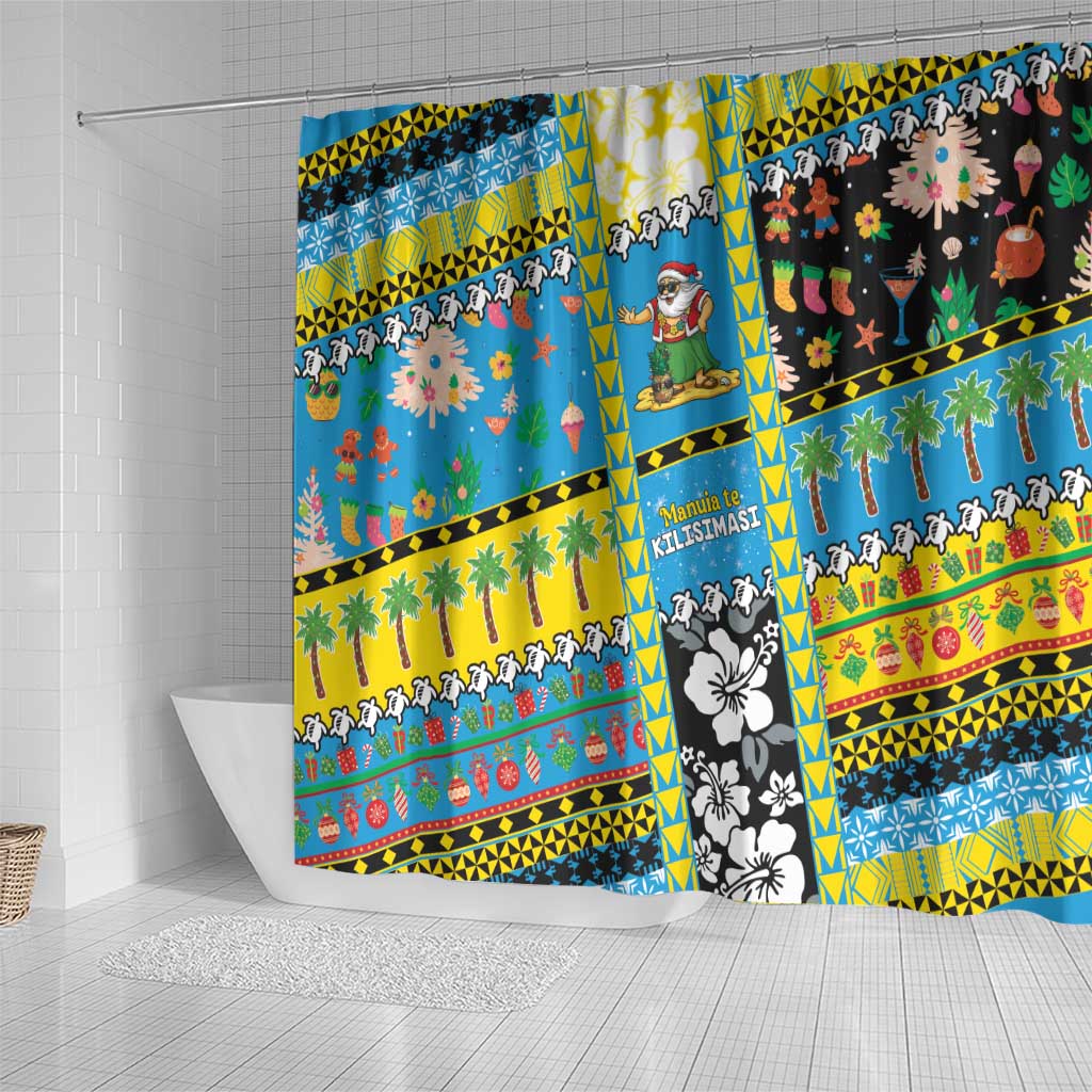 Tuvalu Christmas Shower Curtain Festive Beach Vibes - Polynesian Pride