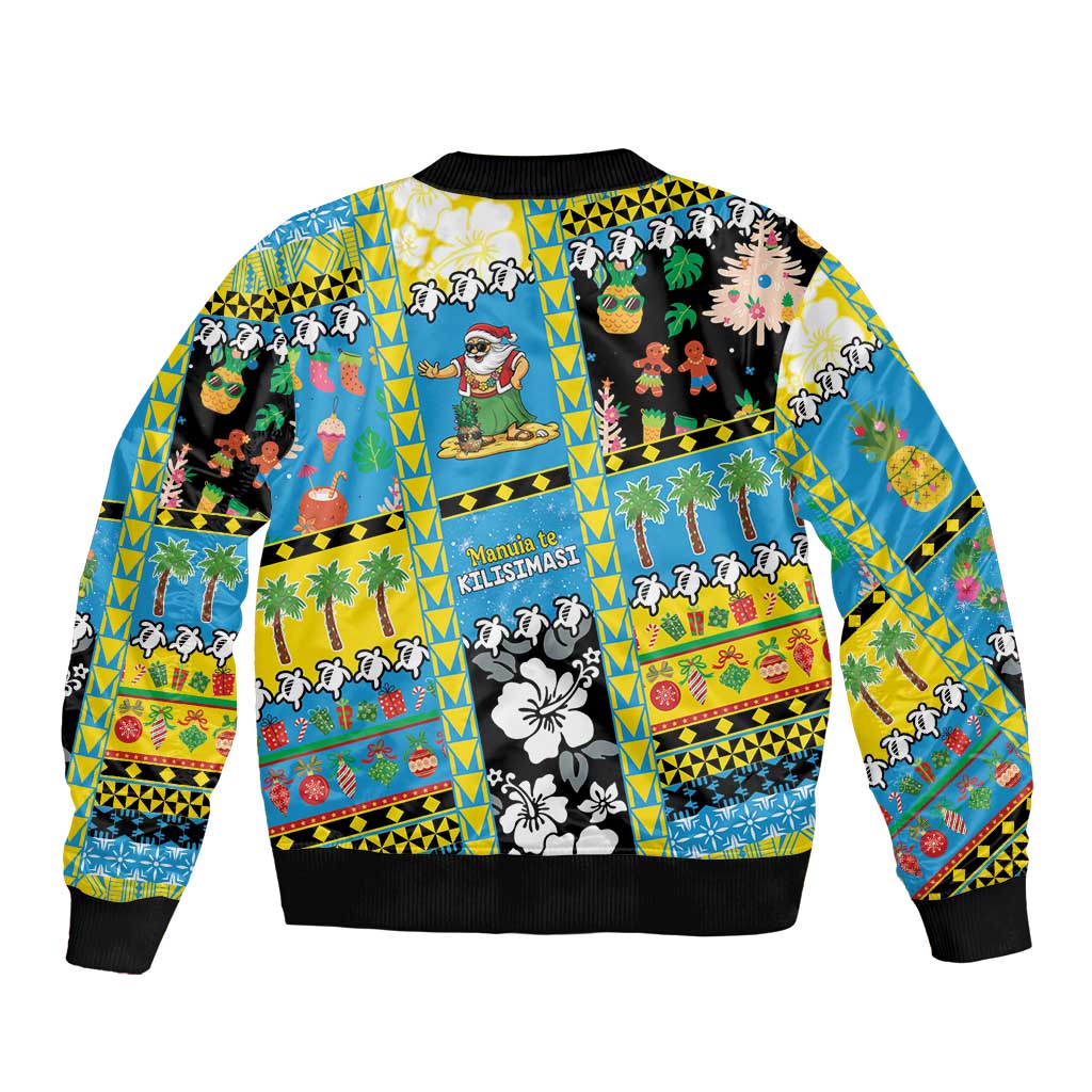 Tuvalu Christmas Sleeve Zip Bomber Jacket Festive Beach Vibes - Polynesian Pride