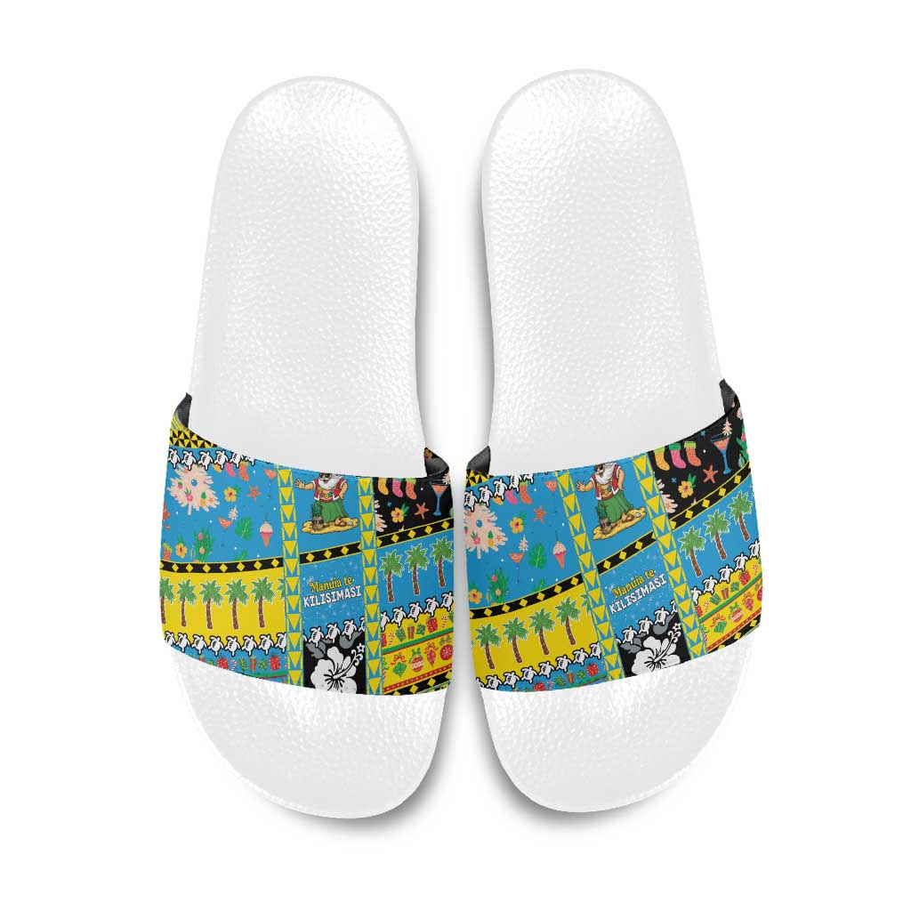Tuvalu Christmas Slide Sandals Festive Beach Vibes - Polynesian Pride