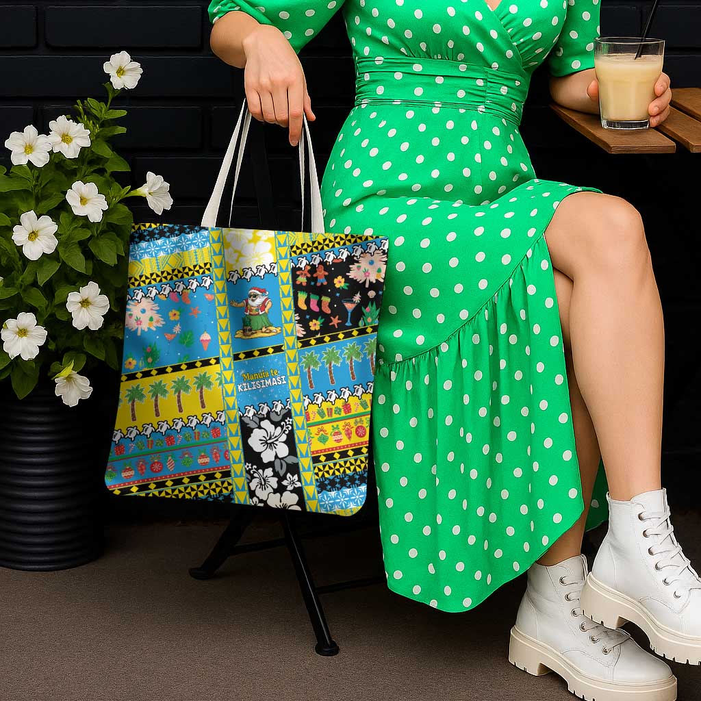 Tuvalu Christmas Tote Bag Festive Beach Vibes - Polynesian Pride