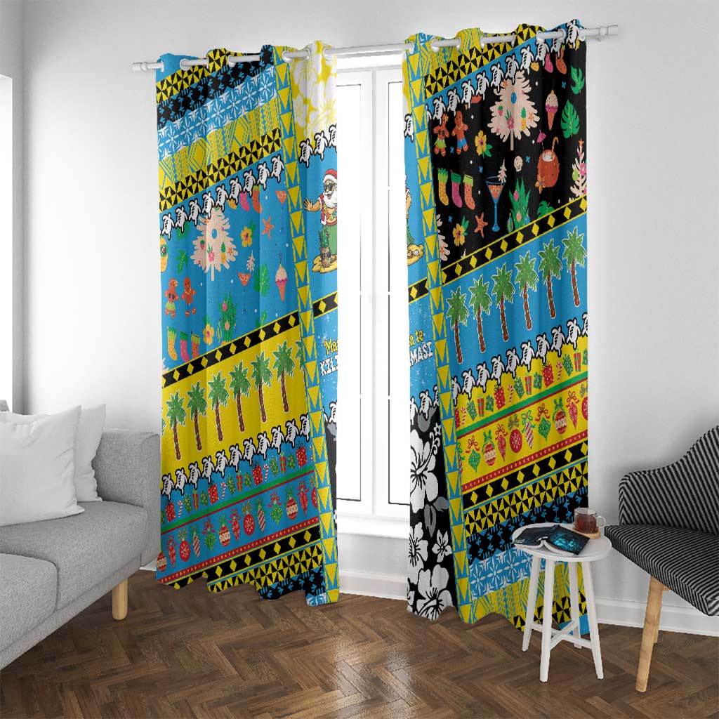 Tuvalu Christmas Window Curtain Festive Beach Vibes - Polynesian Pride