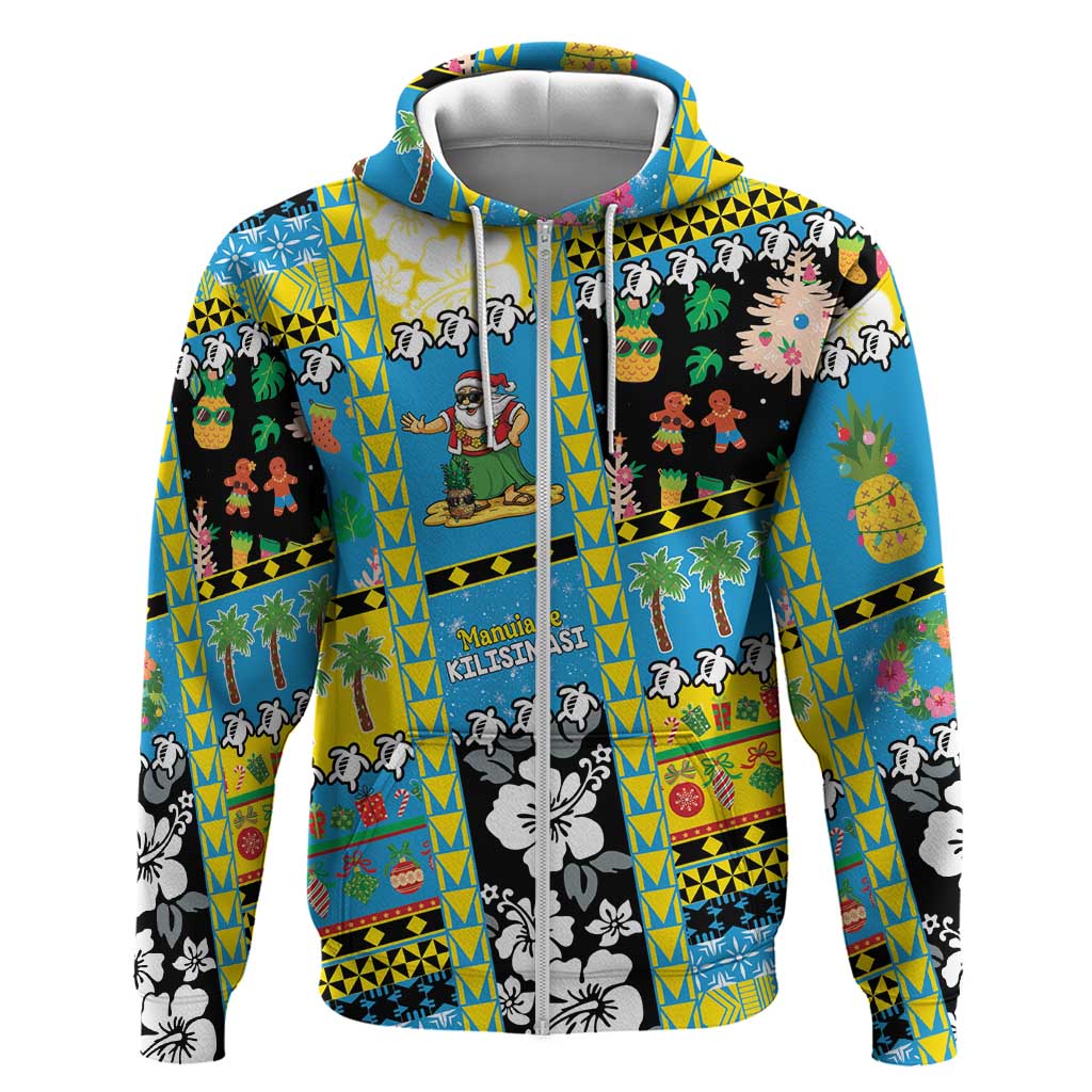 Tuvalu Christmas Zip Hoodie Festive Beach Vibes - Polynesian Pride