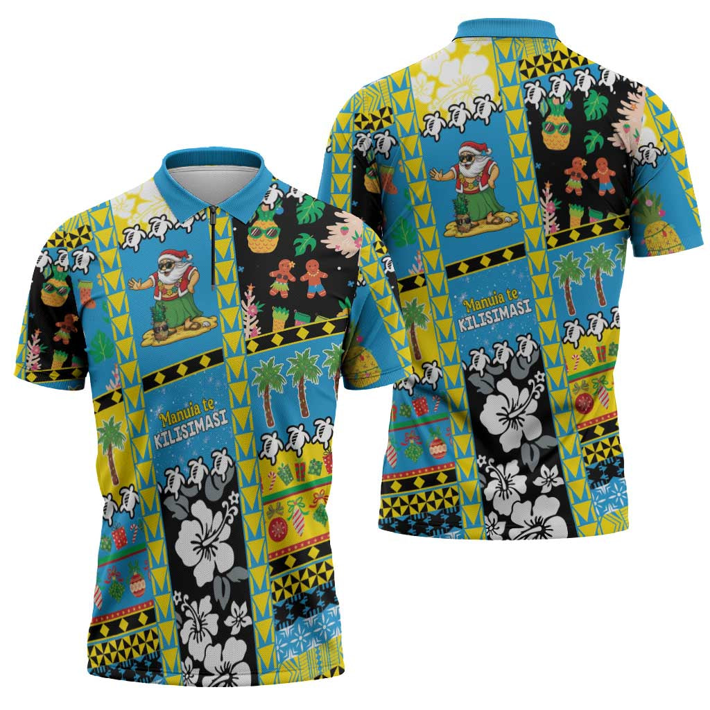 Tuvalu Christmas Zipper Polo Shirt Festive Beach Vibes - Polynesian Pride