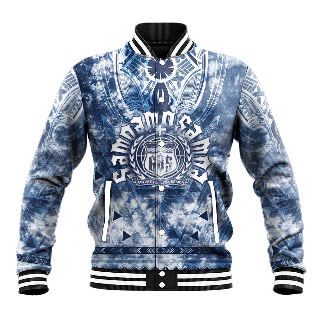 Samoa 685 Baseball Jacket Polynesian Pattern Tie Dye Style