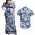 Samoa 685 Couples Matching Off Shoulder Maxi Dress and Hawaiian Shirt Polynesian Pattern Tie Dye Style