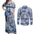 Samoa 685 Couples Matching Off Shoulder Maxi Dress and Long Sleeve Button Shirt Polynesian Pattern Tie Dye Style