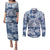 Samoa 685 Couples Matching Puletasi and Long Sleeve Button Shirt Polynesian Pattern Tie Dye Style