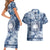 Samoa 685 Couples Matching Short Sleeve Bodycon Dress and Hawaiian Shirt Polynesian Pattern Tie Dye Style