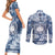 Samoa 685 Couples Matching Short Sleeve Bodycon Dress and Long Sleeve Button Shirt Polynesian Pattern Tie Dye Style