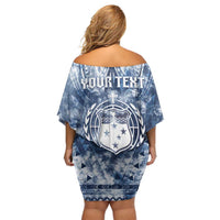 Samoa 685 Family Matching Off Shoulder Short Dress and Hawaiian Shirt Polynesian Pattern Tie Dye Style