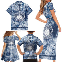 Samoa 685 Family Matching Short Sleeve Bodycon Dress and Hawaiian Shirt Polynesian Pattern Tie Dye Style