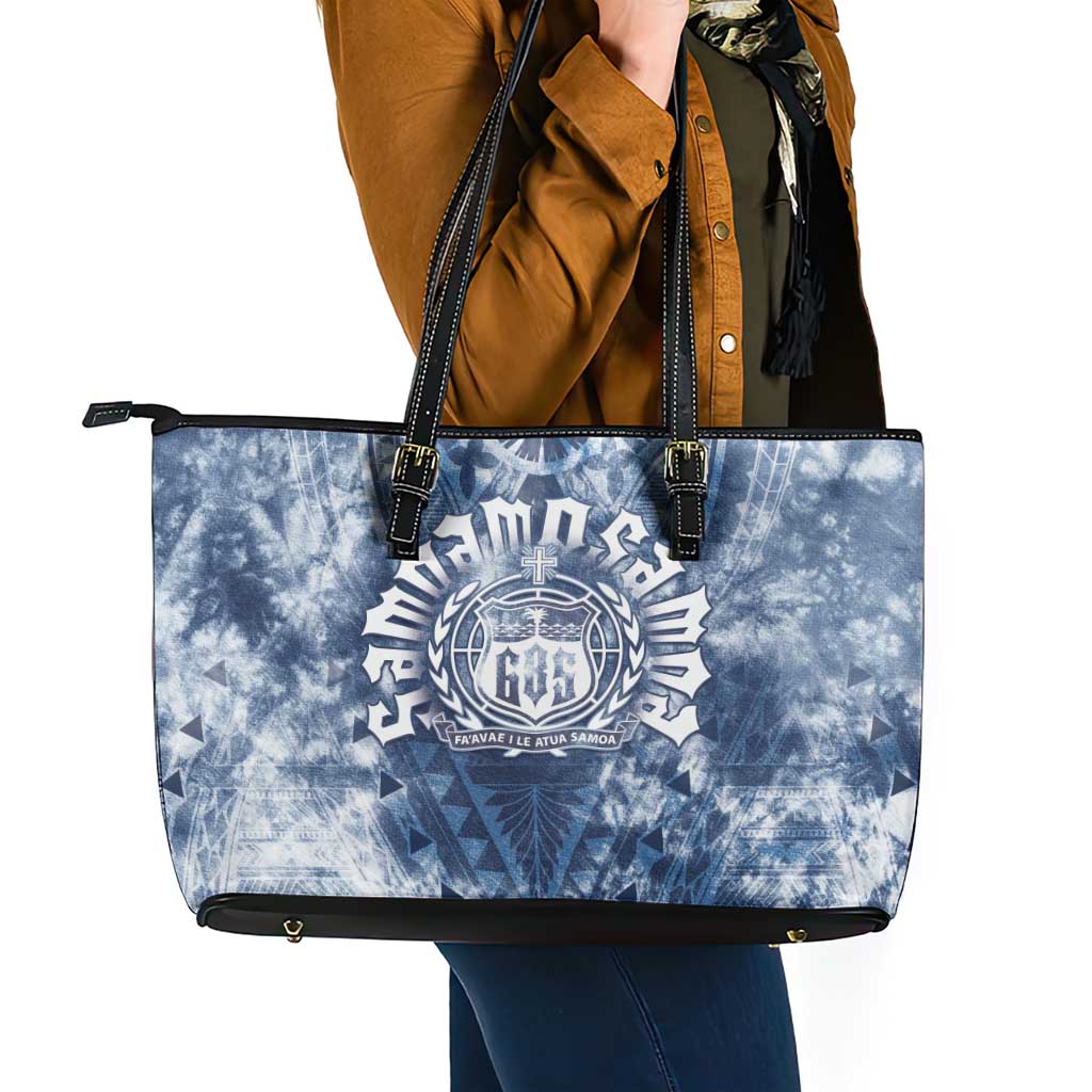 Samoa 685 Leather Tote Bag Polynesian Pattern Tie Dye Style