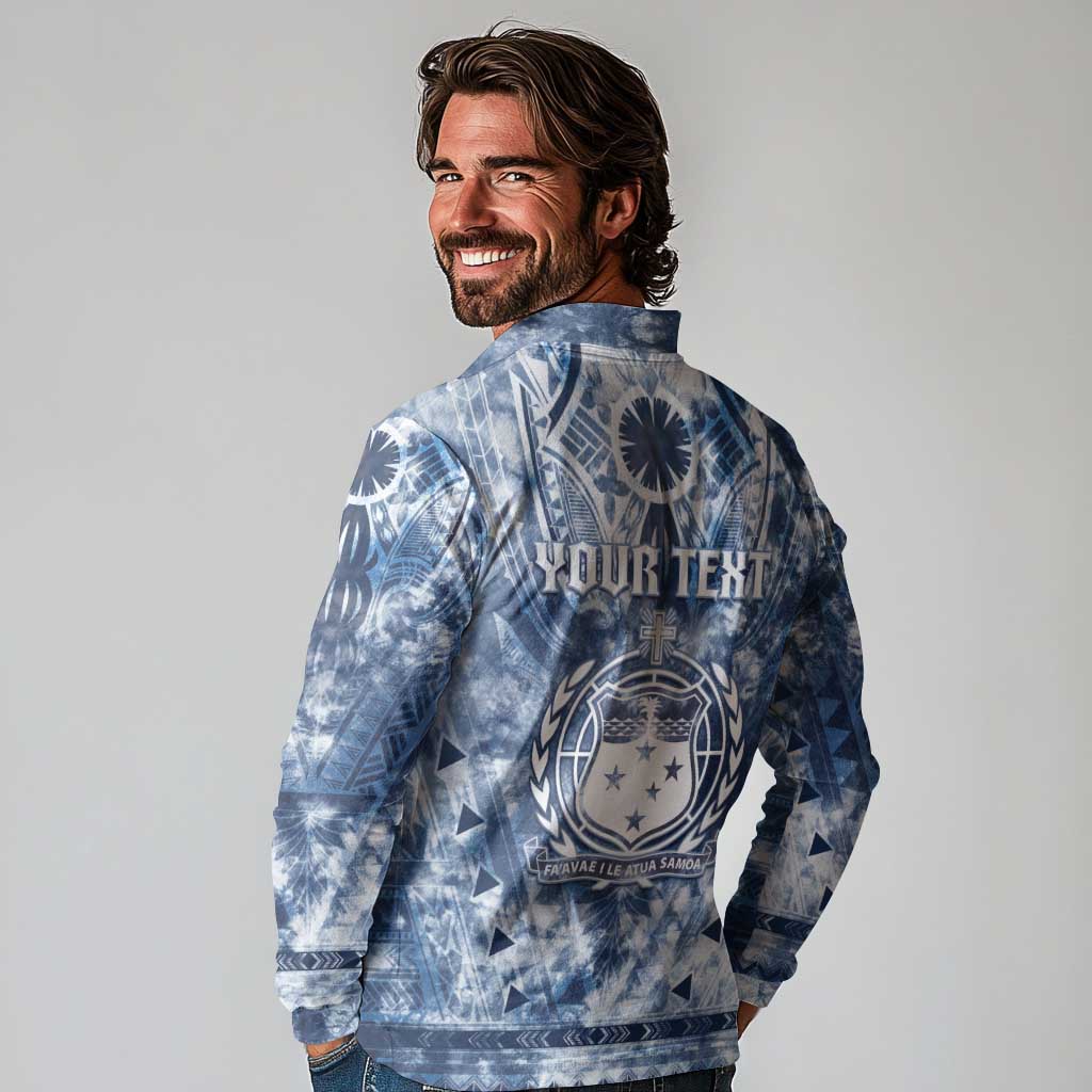 Samoa 685 Long Sleeve Polo Shirt Polynesian Pattern Tie Dye Style