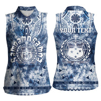 Samoa 685 Women Sleeveless Polo Shirt Polynesian Pattern Tie Dye Style