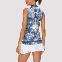 Samoa 685 Women Sleeveless Polo Shirt Polynesian Pattern Tie Dye Style
